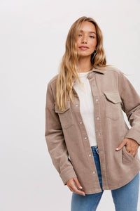 Everly Pines Corduroy Button-Down Shacket –Peacock