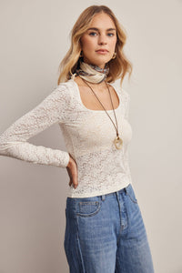 Pretty Please Lace Top: Ivory