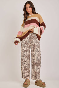 Wild Side Snakeskin Barrel Pants: vintage taupe