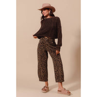 The Wild Side Leopard Barrel Jeans: Mocha