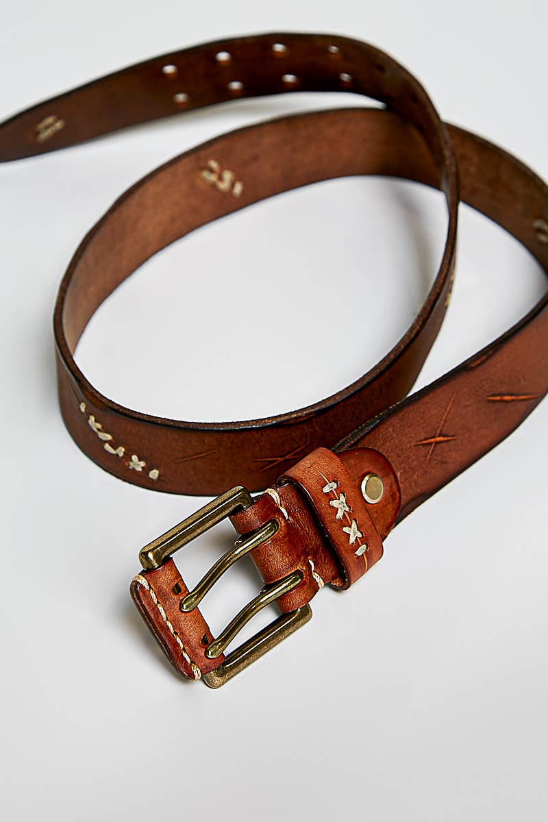 The Dakota Genuine Leather Double Buckle Belt
