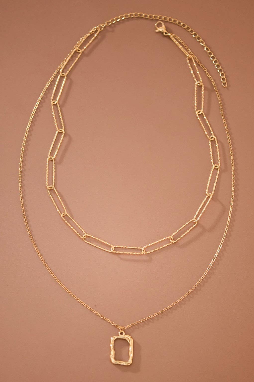 The Carrington Lock Layered Chain Necklace – 18K Gold Dipped Waterproof Stainless Steel Nec