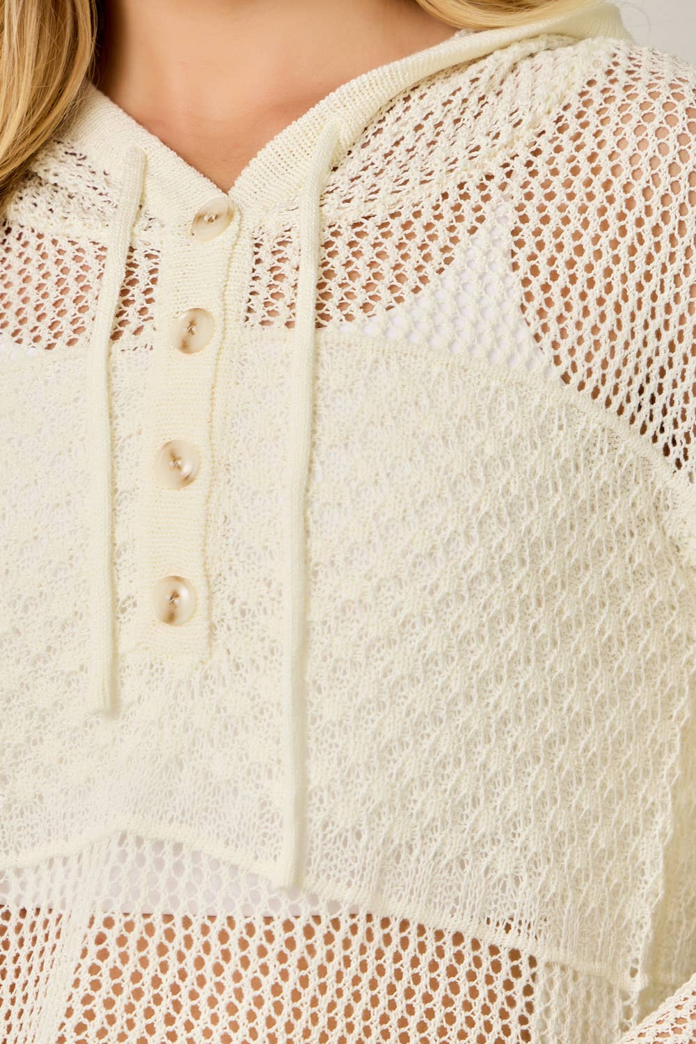 The Juniper Crochet Hoodie Sweater: Off White