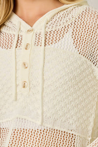 The Juniper Crochet Hoodie Sweater: Off White