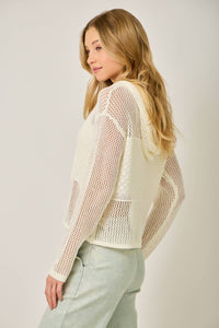 The Juniper Crochet Hoodie Sweater: Off White