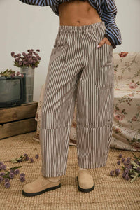 Harbor Stripe Utility Pants: Brown
