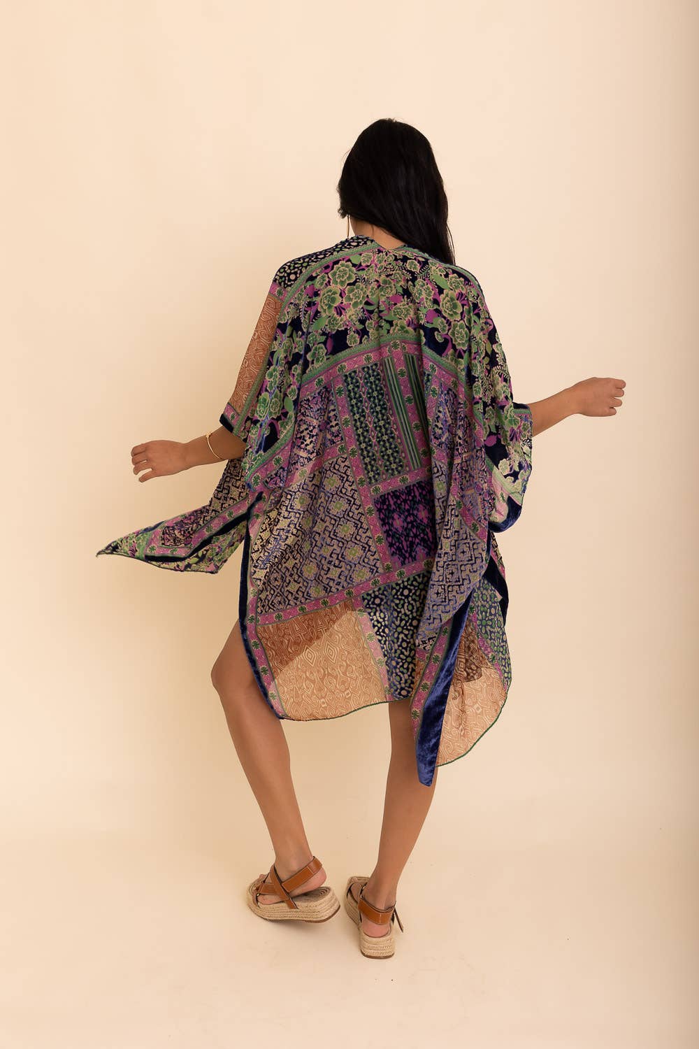 Like A Dream Bohemian Burnout Velvet Kimono : Cobalt