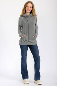 Arden Stripe Sleeve Contrast Hoodie – Casual Knit Pullover with Pocket