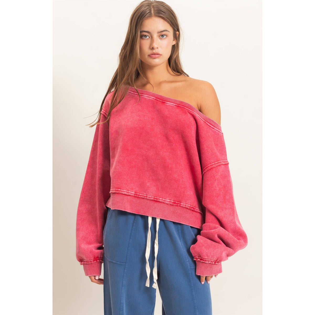 Easy Going Off Shoulder French Terry Sweatshirt