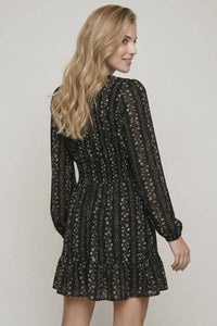 The Elodie Floral Mini Dress: Black