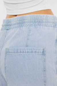 The Delaney Rope Drawstring Wide Leg Jeans – Light Stone Was