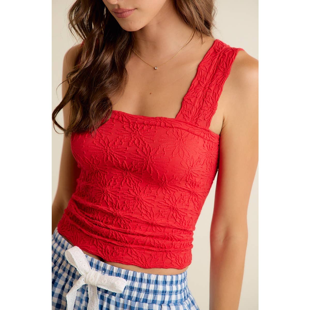 The Poppy Jacquard Tank: Red
