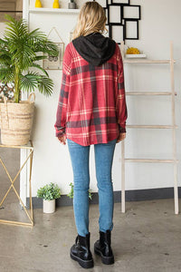 Sutton Plaid Hoodie Shacket – Soft Flannel Button Down with Hood