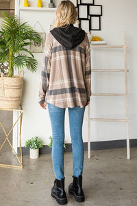 Sutton Plaid Hoodie Shacket – Soft Flannel Button Down with Hood