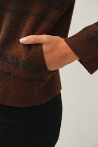 Checked Out Sweater Jacket: Brown