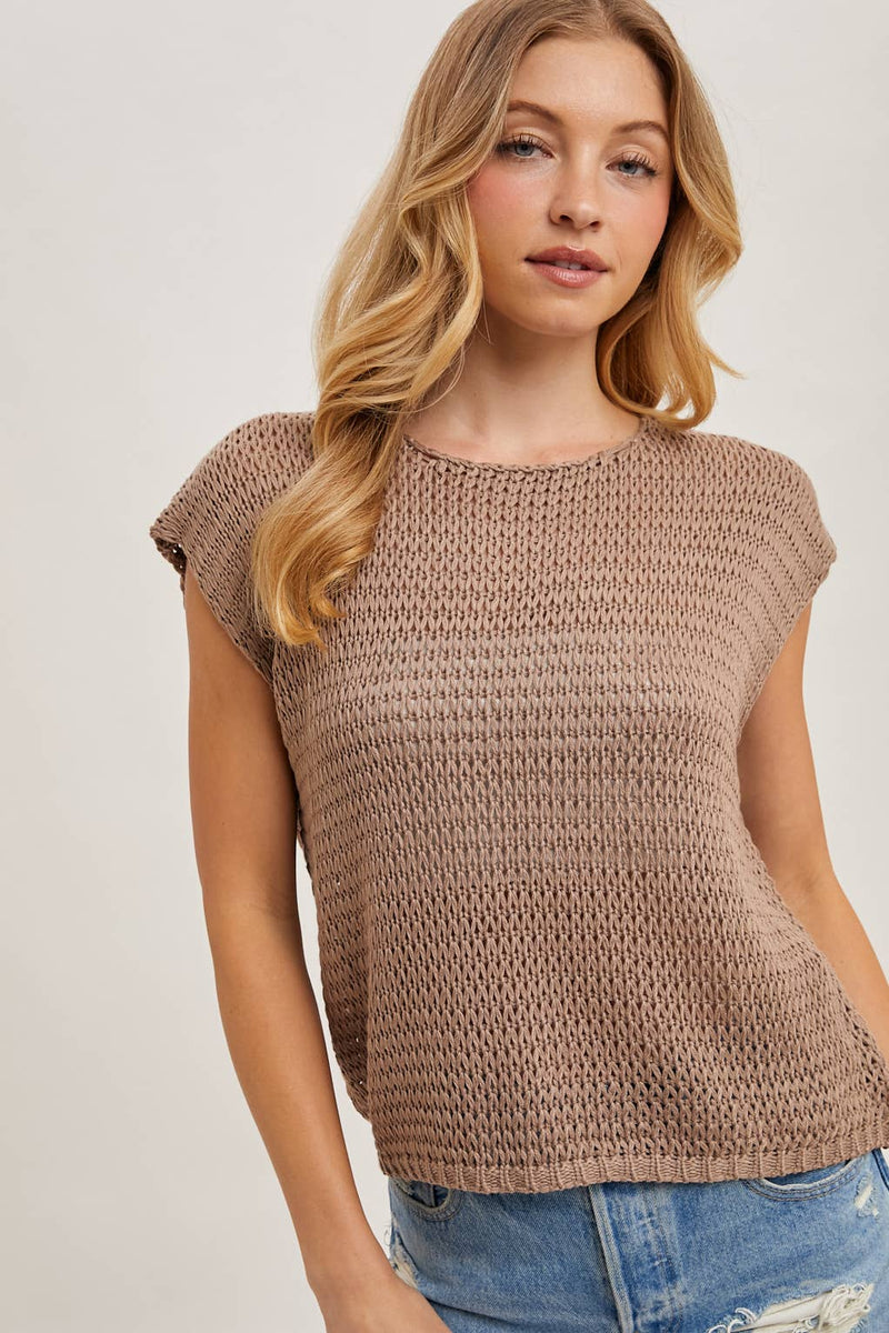 Calista Open Knit Short Sleeve Top