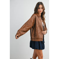 Copper Canyon Faux Leather Jacket: Camel