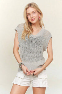 The Coastal Breeze Crochet Sweater Vest: White