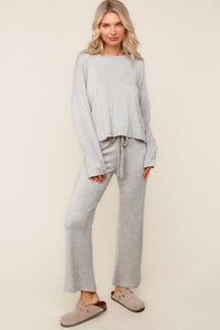 Evergreen Cozy Hacci Lounge Set – Soft Knit Top & Straight-Leg Pant Duo | Northern Belle Boutique