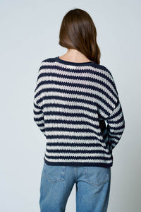 Autumn Social Stripe Sheer Knit Sweater