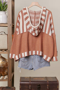 The Avery Stripe Hoodie Sweater: Clay
