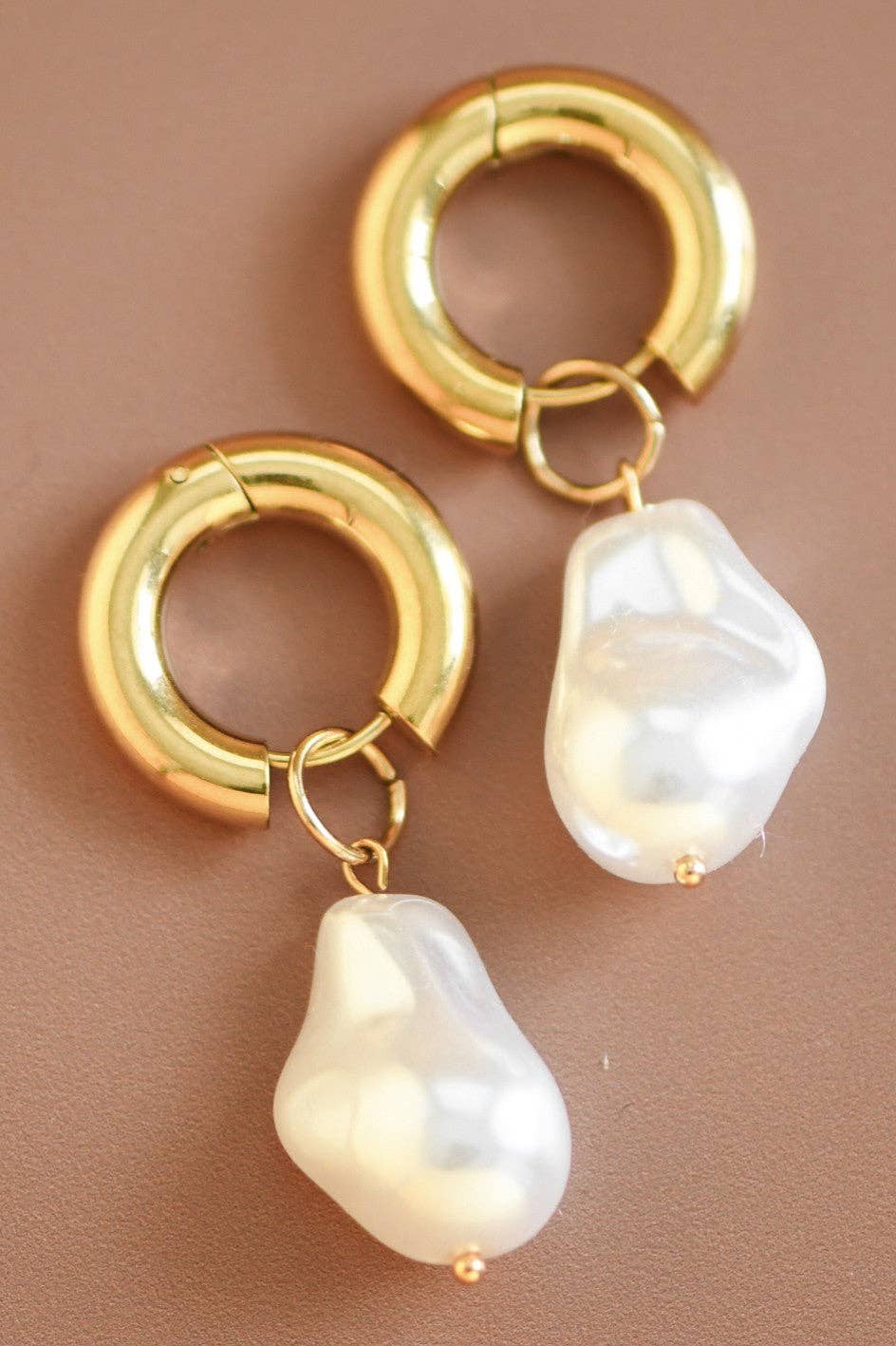 The Brielle Pearl Drop Earrings – 18K Gold Dipped Waterproof Stainless Steel Earrings