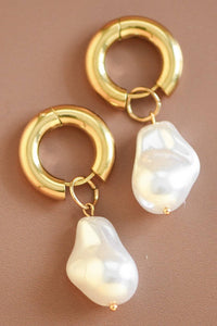 The Brielle Pearl Drop Earrings – 18K Gold Dipped Waterproof Stainless Steel Earrings