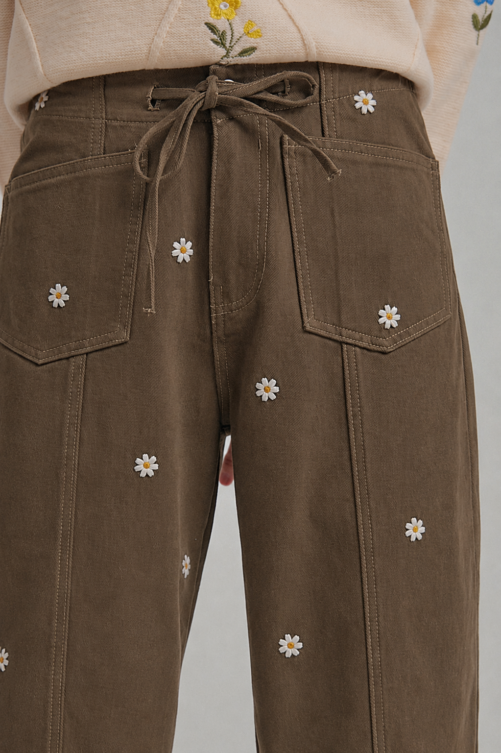 Picked for You Floral Barrel Pants: Olive
