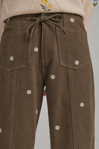 Picked for You Floral Barrel Pants: Olive