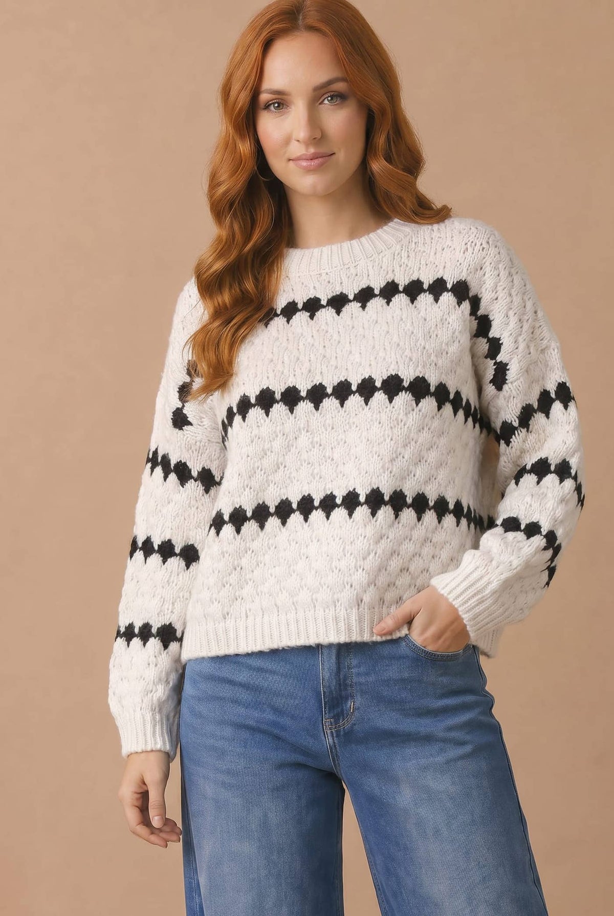 Black & White Affair Sweater: Ivory/ Black