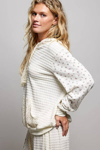 Willow Mixed Knit Hoodie: Natural Multi