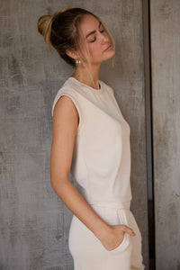 The Monroe Minimal Sleeveless Top – Cropped Round Neck Elevated Everyday Tank for Women