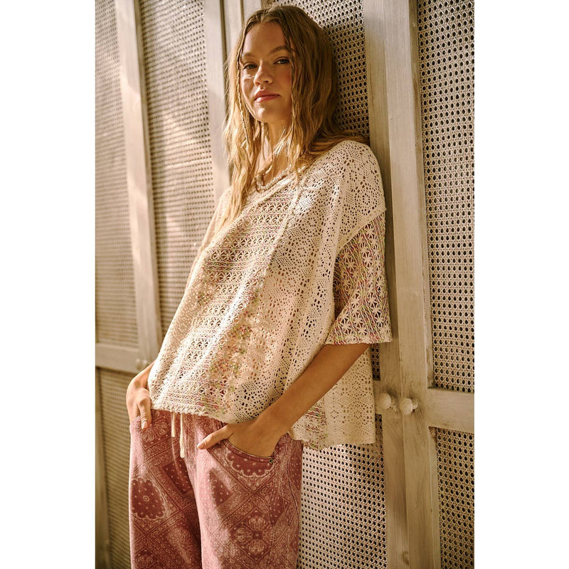 The Indie Crochet Knit Top: Natural