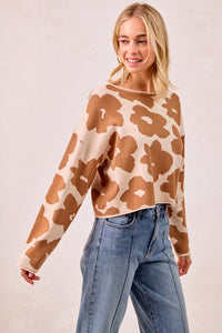 The Harper Floral Knit Sweater – Camel Bloom