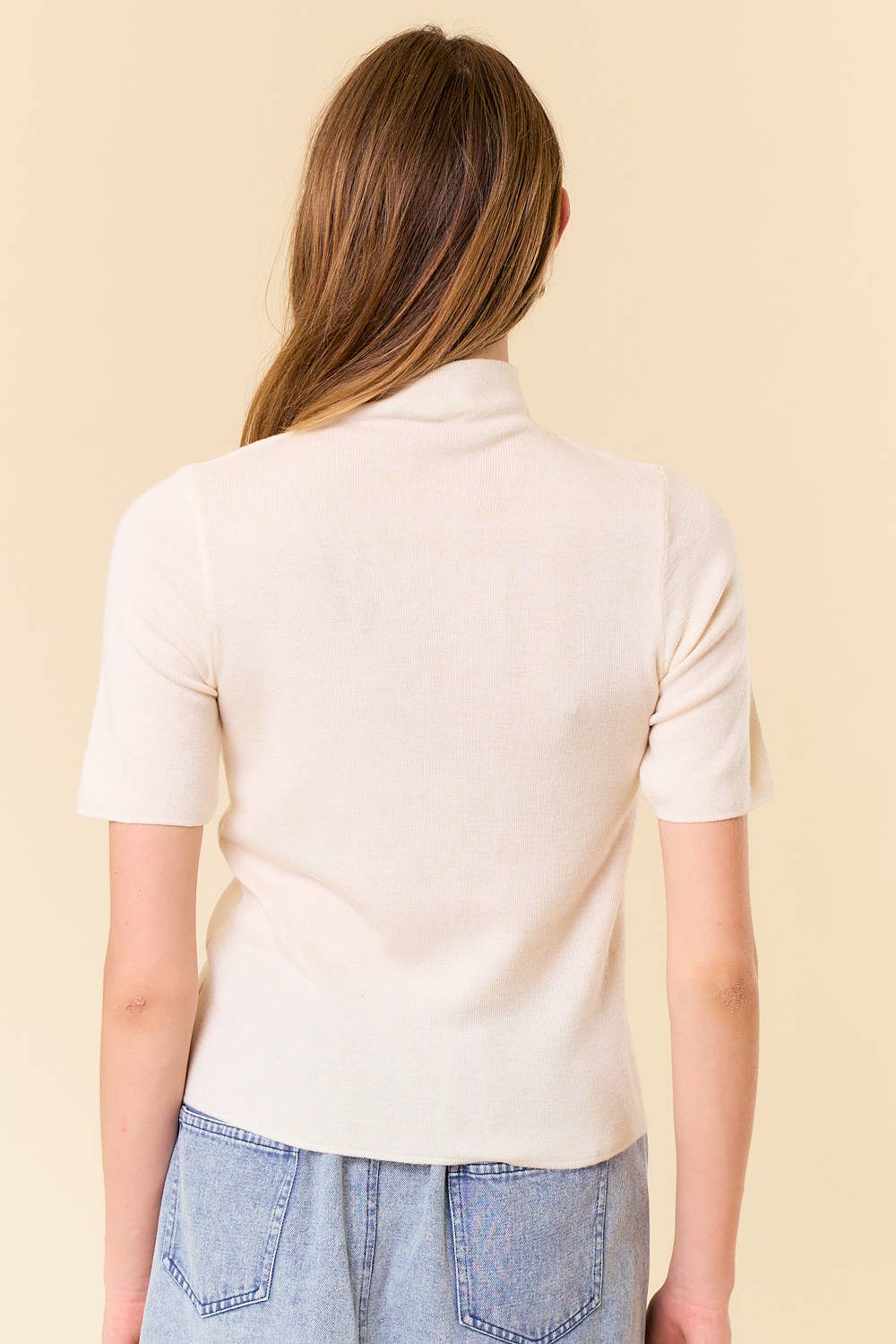 The Hadley Mock Neck Sweater Top – Cream & Oatmeal