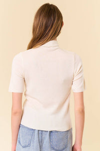 The Hadley Mock Neck Sweater Top – Cream & Oatmeal