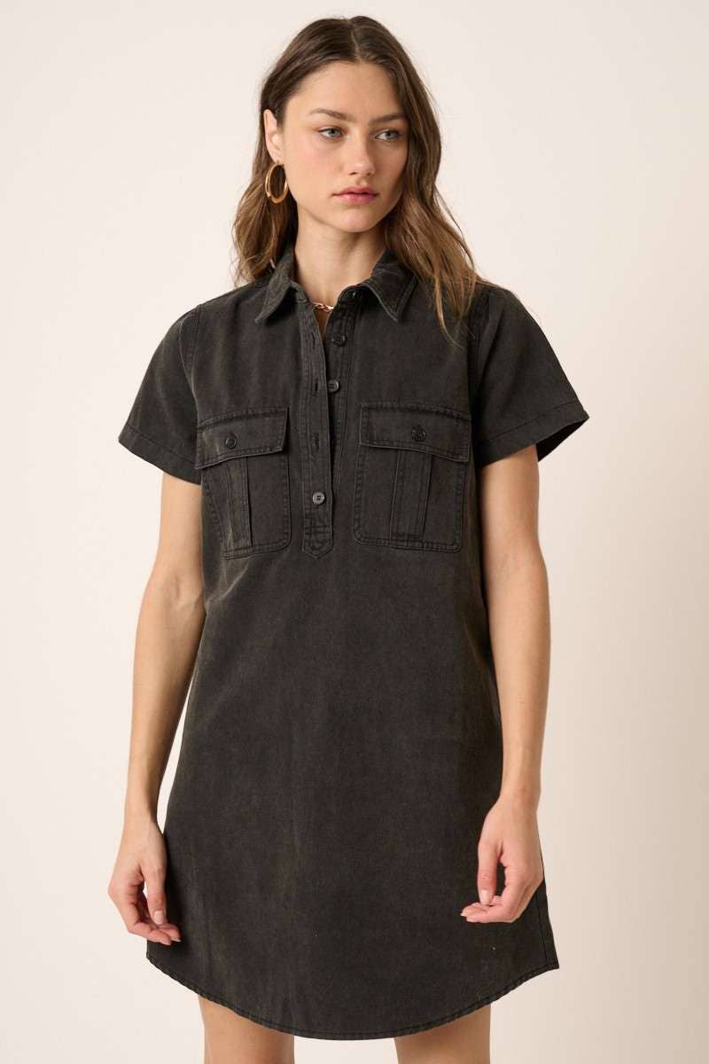 Carmen Vintage Wash T-Shirt Dress: Vintage Black