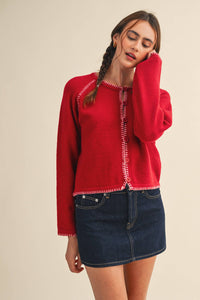 The Rowan Blanket-Stitch Cardigan | Northern Belle Boutique