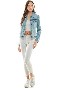 Jen Comfort Stretch Denim Jacket: Light Wash