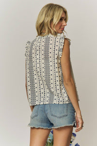 The Wanderlust Ruffle Blouse: Navy
