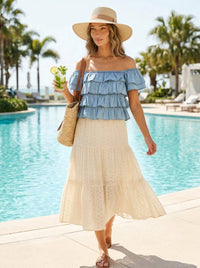 Savannah Chambray Ruffle Top