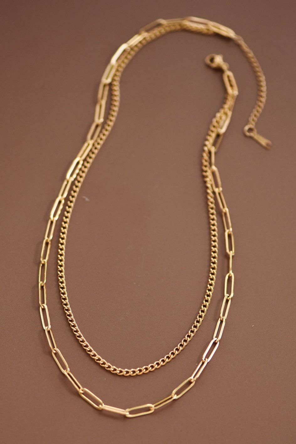 The Sterling Layered Paperclip Chain Necklace – 18K Gold Dipped Waterproof Stainless Steel Necklace