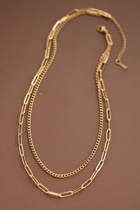 The Sterling Layered Paperclip Chain Necklace – 18K Gold Dipped Waterproof Stainless Steel Necklace