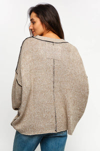 Lanie Color-Stitch Cable Knit Sweater – Oversized Round Neck Pullover | Northern Belle Boutique