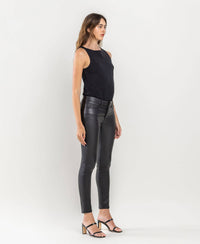 Vervet by Flying Monkey Mid Rise Faux Leather Crop Skinny: Jet Black