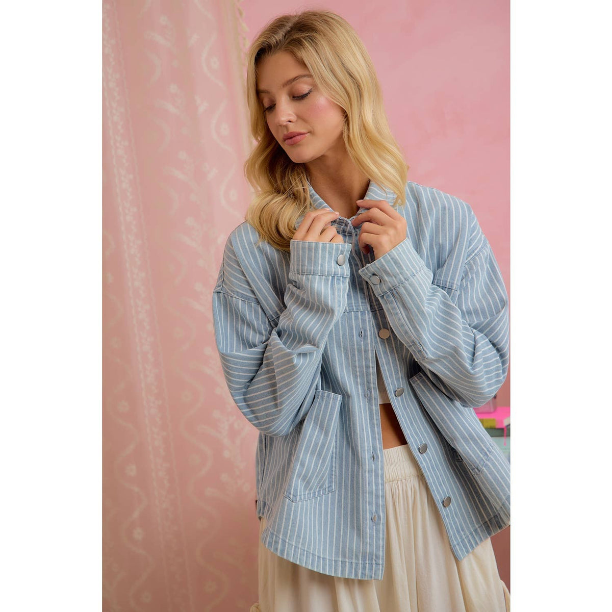 Blue Skies Ahead Striped Shacket
