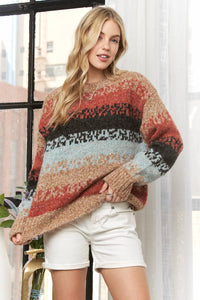 The Haven Multicolor Striped Knit Sweater – Boho Fall Style