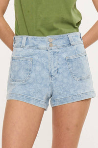 KanCan Wildflower Denim Shorts:  Light Wash