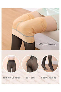 Everly Thermal Fleece Lined Tights – Winter Warm Compression Leggings, Sheer Look Pantyhose