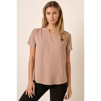The Emerson Airflow Blouse – Mandarin Collar Woven Top